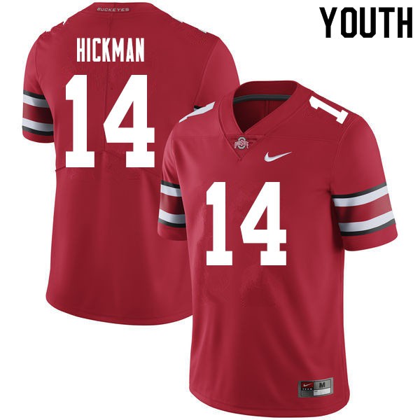 Ohio State Buckeyes #14 Ronnie Hickman Youth Stitch Jersey Red OSU11848